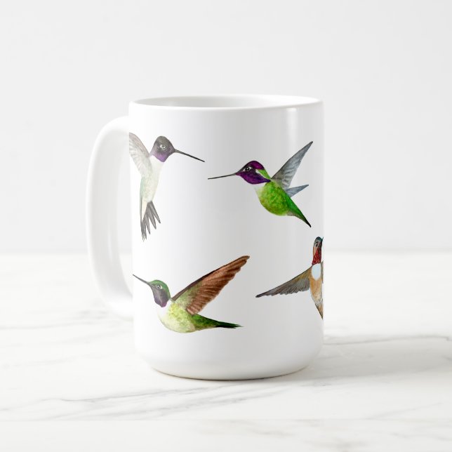Hummingbirds av Kalifornien i flyg Kaffemugg (Framsida vänster)