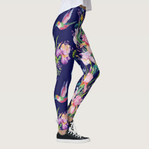 Hummingbirds & blom- lägga benen på ryggen för leggings