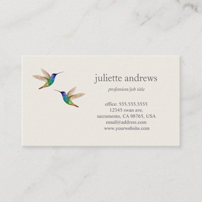 Hummingbirds Business Card Visitkort (Framsida)