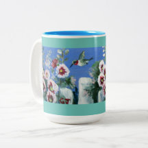HUMMINGBIRDS FLOWERS FENCE Tone COFFEE MUGG