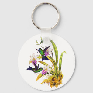 Hummingbirds och lilaOrchids Nyckelring