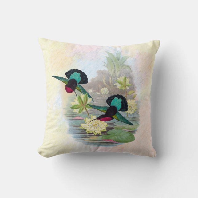 Hummingbirds och näckrosor kudder inomhus 16x16 kudde (Framsida)