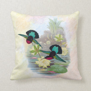 Hummingbirds och näckrosor kudder inomhus 16x16 kudde