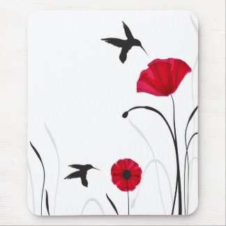 Hummingbirds och vallmoblommor musmatta