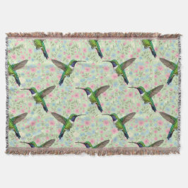 Hummingbirds on a Floral background throw Filt