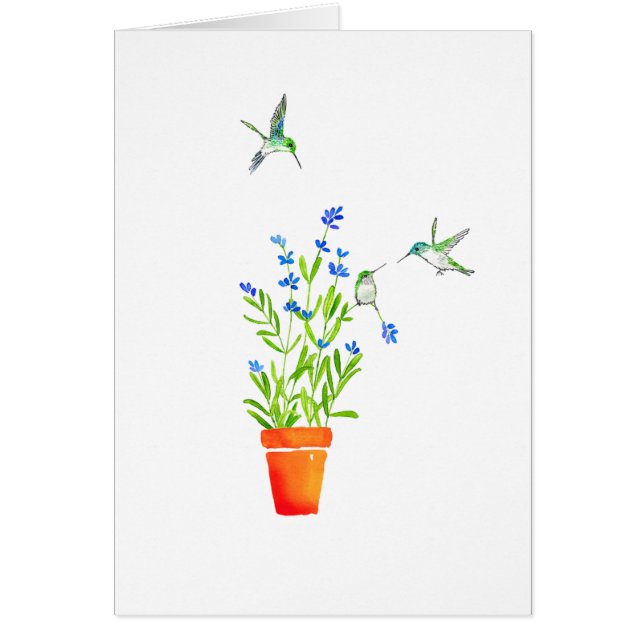 Hummingbirds på lavendel OBS kort (Framsidan)