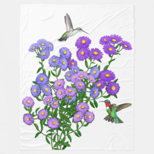 Hummingbirds på lila blommorullfilten fleecefilt