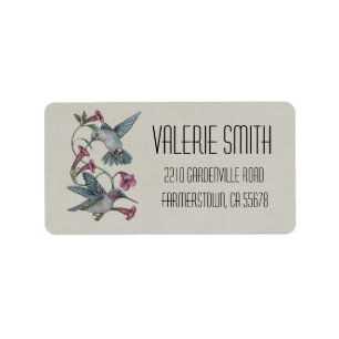 Hummingbirds & Vine Adressetikett