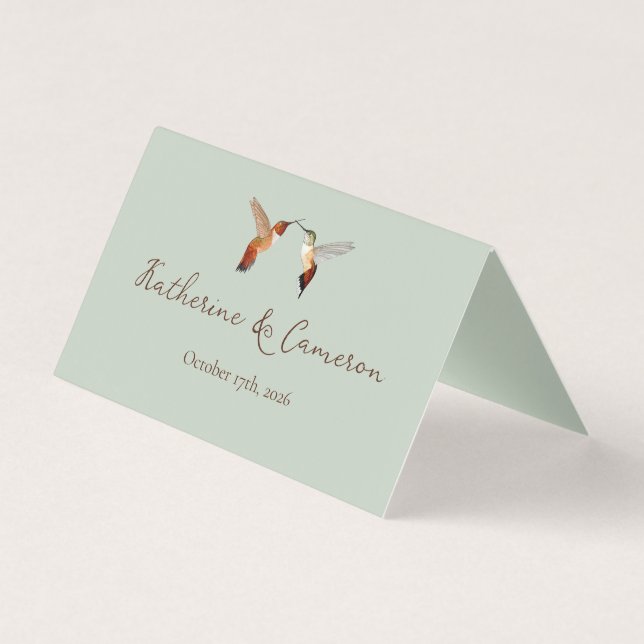 Hummingbirds Wedding Place Cards Kort (Baksida)