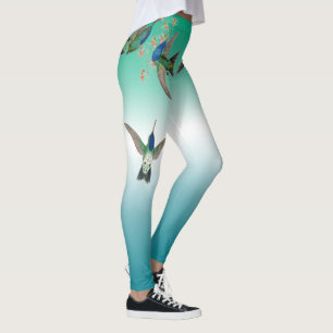 Hummingbirdsblommor Ombre All över tryckdamasker Leggings