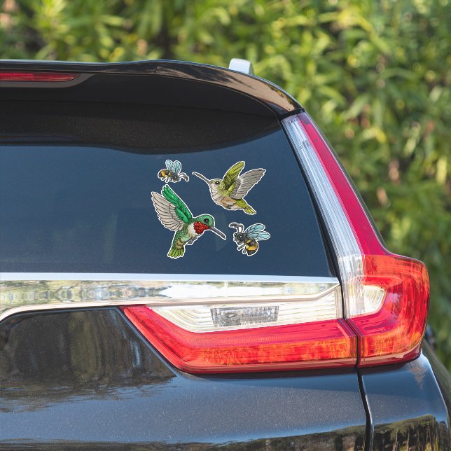 Hummingfåglar och bin klistermärken (Bilsidan)