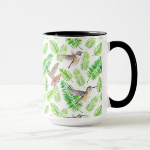 Hummingfåglar och tropiska löv mugg