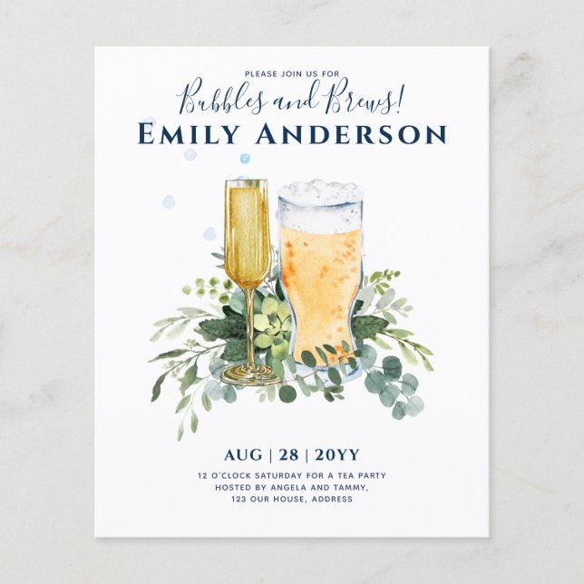 Humor Bubbles in Brews Beer Champers Möhippa Flygblad (Framsidan)