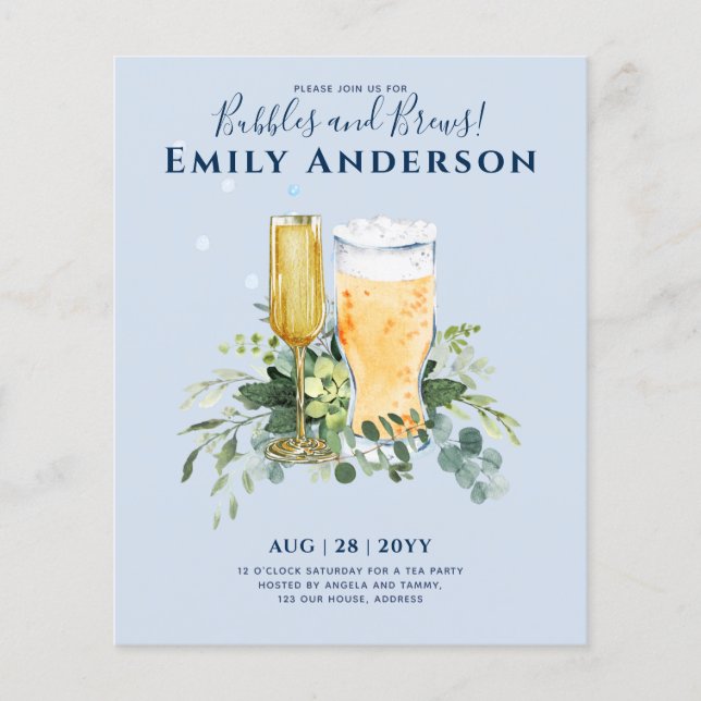 Humor Bubbles in Brews Beer Champers Möhippa Flygblad (Framsidan)