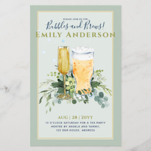 Humor Bubbles in Brews Beer Champers Möhippa Flygblad