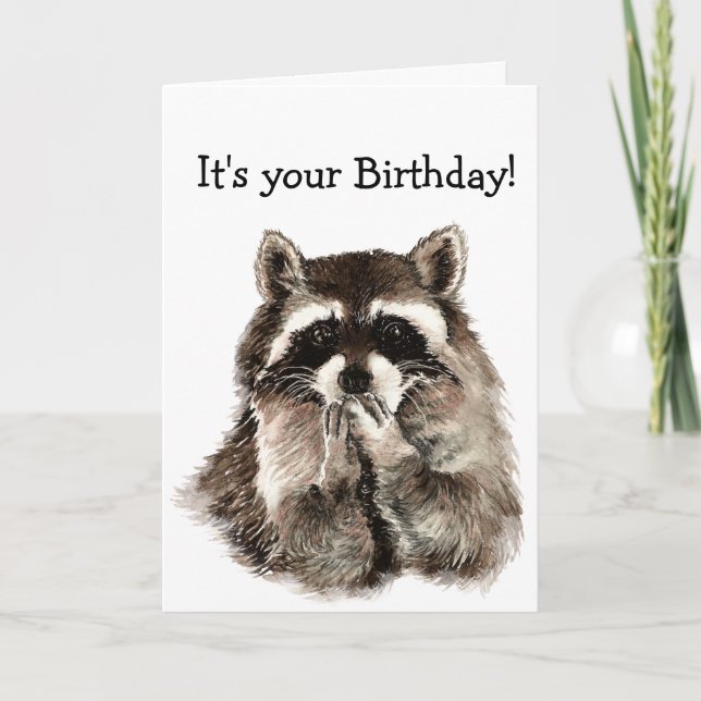 Humor Cute Raccoon Animal Art Kort (Framsida)