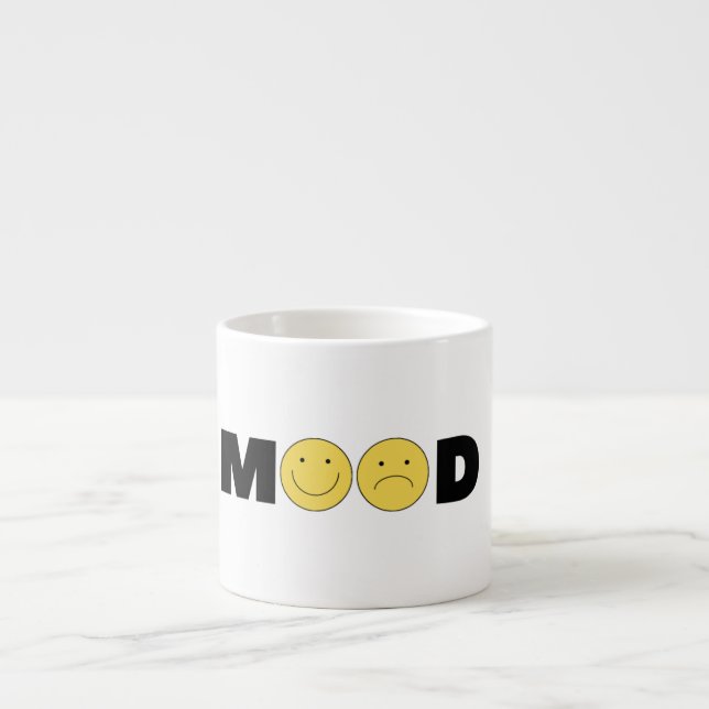 Humör Emoji Kaffe Mugg | Glad Sorgsen Ansikte Mini Espressomugg (Framsidan)