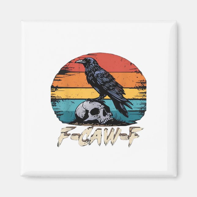 Humor F-Caw-F Gotisk Rollig Kråka Essential Retro  Magnet (Framsidan)