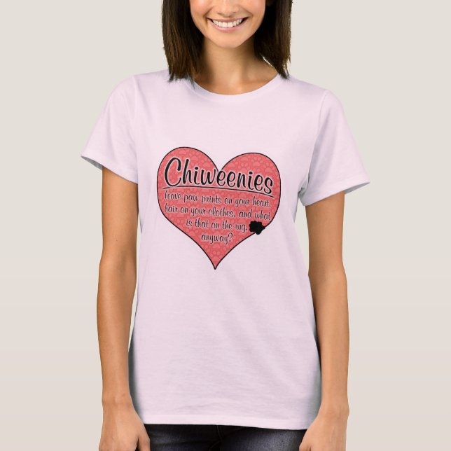 Humor för Chiweenie tass avtryckhund Tee Shirt (Framsida)