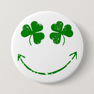 Humor för st patrick's dayShamrockansikte Knapp