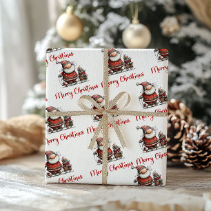 Humor Jul Knäpp Tomte Minimal Vattenfärg Presentpapper