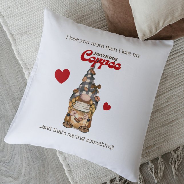 Humor-kaffecitat Gnome Funny Valentines day Gift Kudde (Skapare uppladdad)