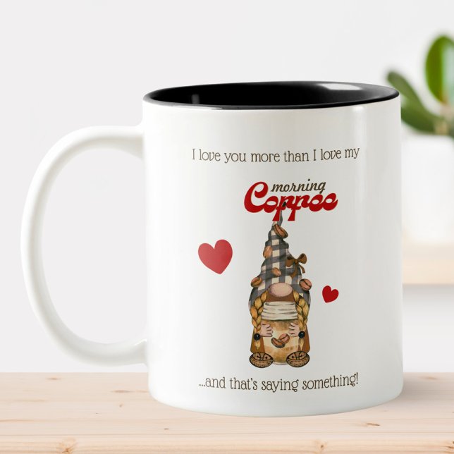 Humor-kaffeoffert Cute Gnome Funny Valentines day Två-Tonad Mugg (Skapare uppladdad)