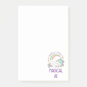 Humor - Magic AF. Unicorn, Rainbow & Cute Saker Post-it Block