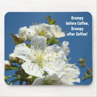 Humor mousepad Grumpy before Coffee Blommar Blue Musmatta