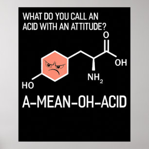 Humor Nerdy Chemistry Amino Acid for Women Manar Poster