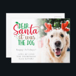 Humor Santa det var Hund fotot Helgdag Vykort<br><div class="desc">Humor Santa det var Hund Photo Helgdag på ett bekvämt vykort. Roligten ställer in typografi för sloganen och anpassar enkelt resten av texten med hälsning och namn. Byt ut provfotot mot din egen roligt bild av djuret. Ett övertäckt övertäckt lagrar ligger ovanpå fotot så det tonas ut när det når...</div>