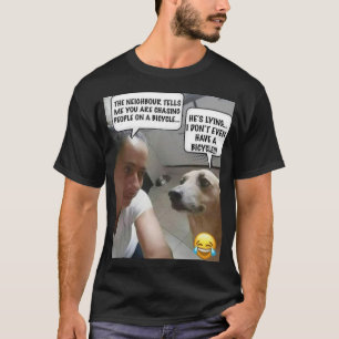 Humor Shirt.. Hund chasing-cykel, men äger inte T Shirt