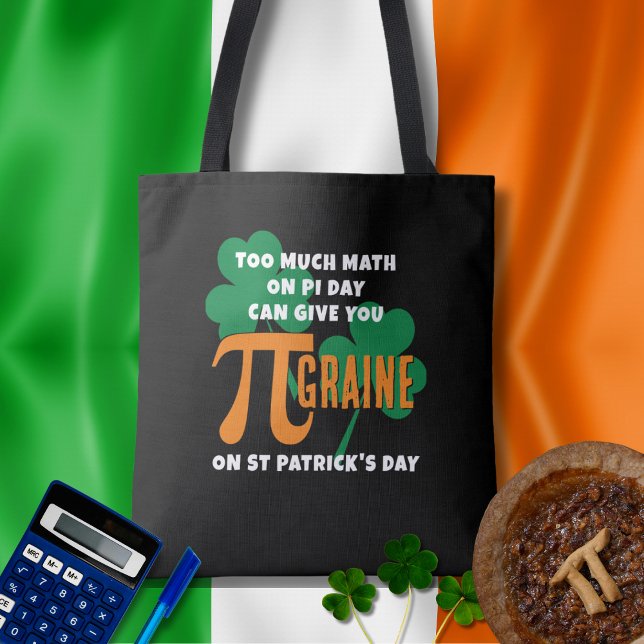 Humor St Patrick's Day Pi Day Math Tygkasse (Fun St Patrick's Day and Pi Day design with customizable text.)