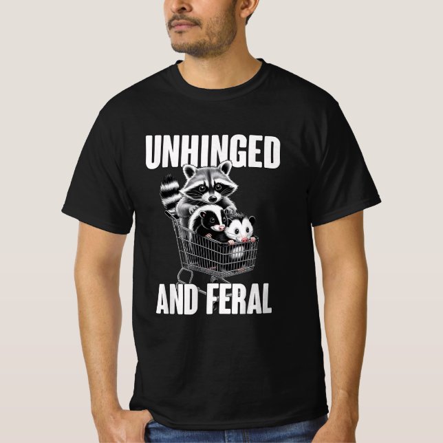 Humor Unhinged And Feral Raccoon Cowboy Trash  T Shirt (Framsida)