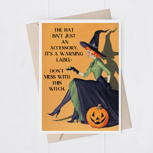 Humor vuxen Halloween-häxa gratulationskort Tack Kort