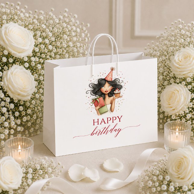 Humor Whimsical Kvinna Burgunder Skript Födelsedag (Humor Whimsical Woman Burgundy Script Birthday gift bag

)
