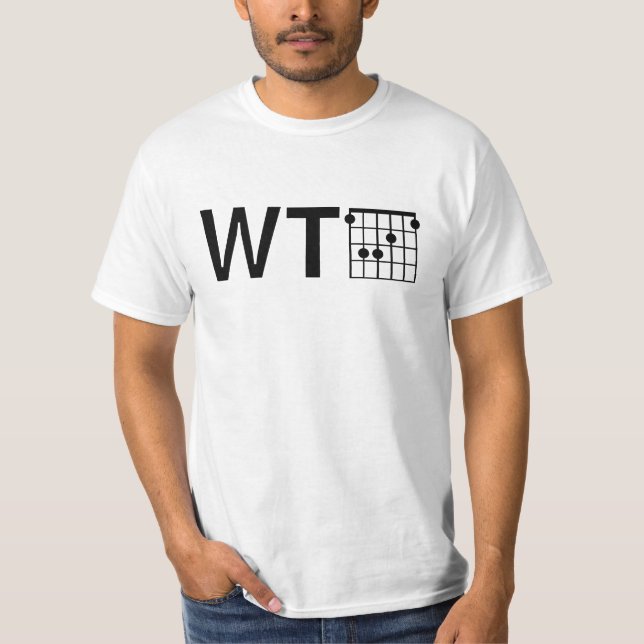 Humor WTF med Gitarr F Ackord Tee Shirt (Framsida)