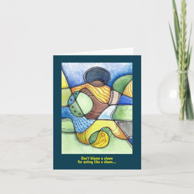 Humoral clown som beter sig som en clown kort (Framsida)