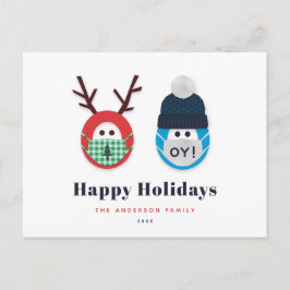 Humoral maskerad jul och Hanukkah-Helgdag Vykort