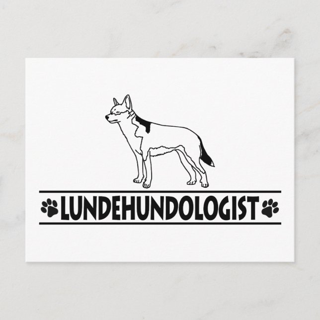 Humoral norsk lundehund vykort (Framsida)
