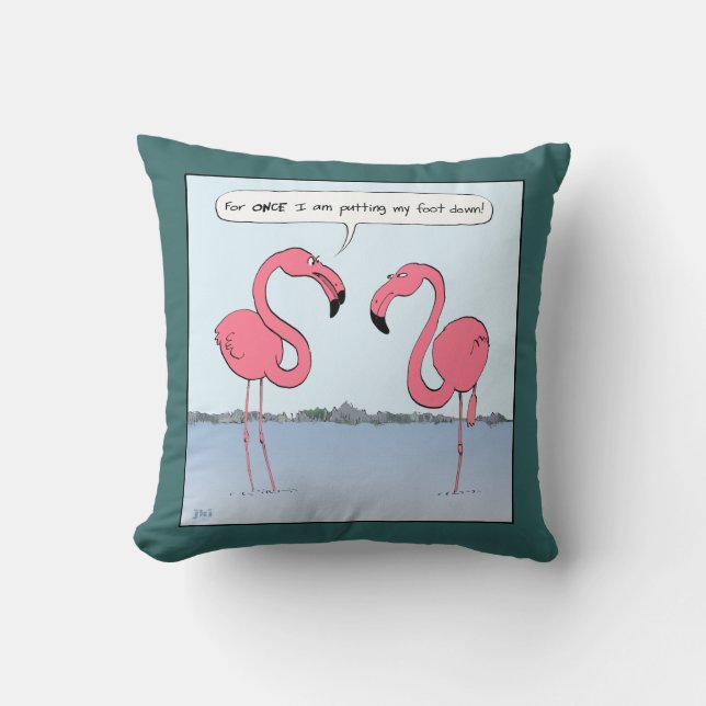Humoral Rosa Flamingos Tecknad - Corny Joke Kudde (Framsida)