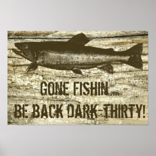 Humoralt Borta fisketema Art Poster