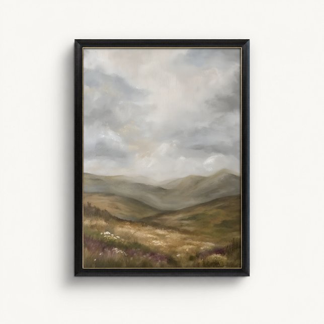 Humörbergets dalgångsvildblomsaffisch poster (Mountain Valley Wildflower Wall Art Poster - close-up view (frame/decor not included))