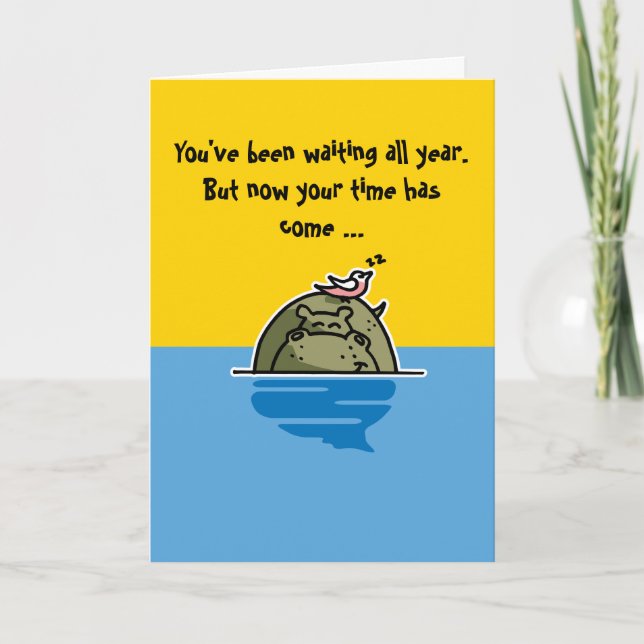 Humorfödelsedagskort med hippo kort (Framsida)