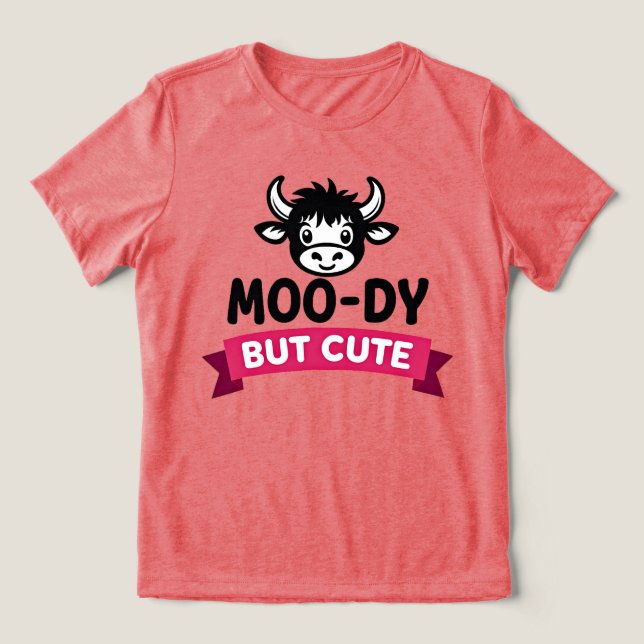 Humörig men söt rolig ko-attityd t shirt (Design Framsida)