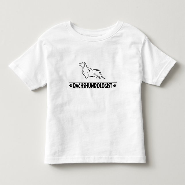 Humoriserad Dachshund Långhårigare Tee Shirt (Framsida)