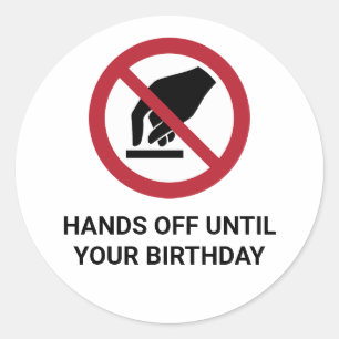 Humoriserad HÄNDER TILLS DIN BIRTHDAY-MÄRKARE Runt Klistermärke