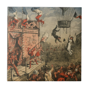 Humoriserad utskrift av en teatralisk utförare kakelplatta