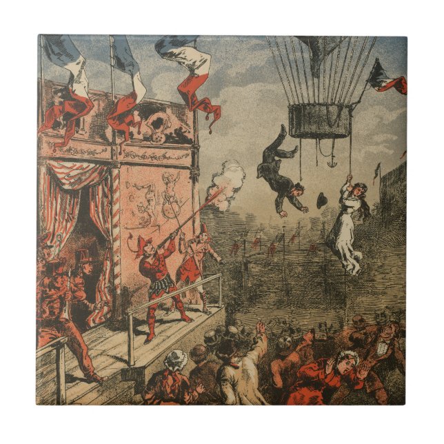 Humoriserad utskrift av en teatralisk utförare kakelplatta (Framsidan)