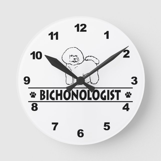 Humoriserade bichon Frise Rund Klocka (Framsida)
